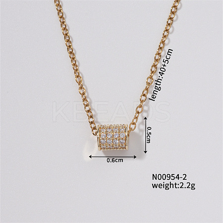 Chic Minimalist Column Brass Micro Pave Cubic Zirconia Pendant Necklaces WG4497-2-1