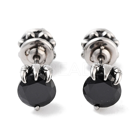 Claw 316 Surgical Stainless Steel Pave Black Cubic Zirconia Ear False Plugs for Women Men EJEW-Z050-36AS-1