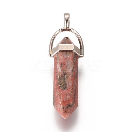 Natural Sesame Jasper/Kiwi Jasper Pointed Pendants G-WH0004-08-1