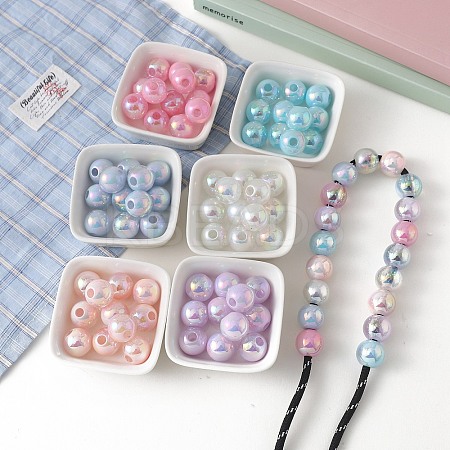 Transparent UV Plating Acrylic Beads OACR-I015-37-1