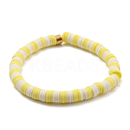 Polymer Clay Heishi Surfer Stretch Bracelet with 304 Stainless Steel Beaded BJEW-SW00113-06-1