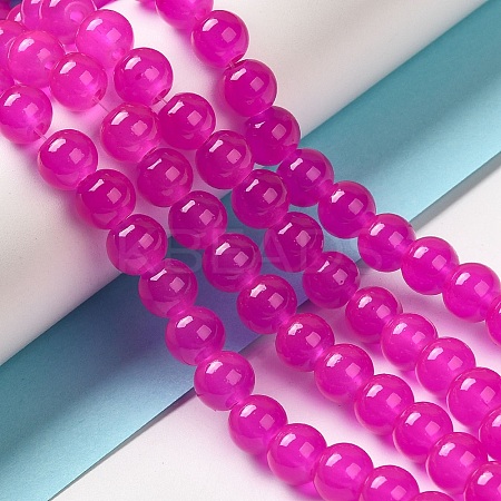 Baking Paint Imitation Jade Glass Round Bead Strands DGLA-Q021-8mm-28-1