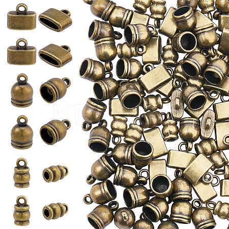 120Pcs 3 Styles CCB Plastic with Alloy Cord Ends FIND-WR0013-11-1