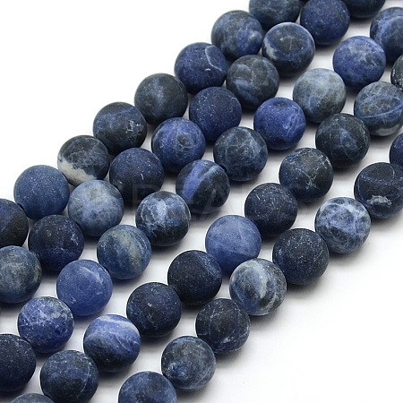 Frosted Natural Sodalite Round Bead Strands LS-G-M064-12mm-01-1