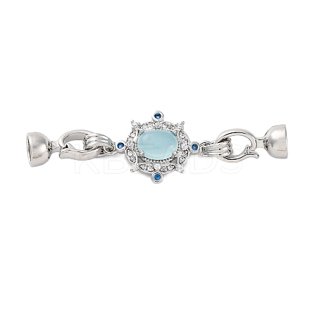 Brass Micro Pave Clear Cubic Zirconia Fold Over Clasps KK-P291-11P-1