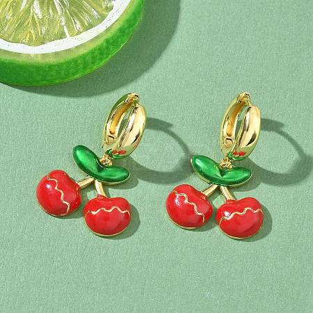 Brass & Enamel Hoop Dangle Earrings for Women EJEW-A167-20G-02-1