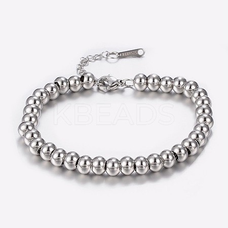 Tarnish Resistant 304 Stainless Steel Bracelets with 201 Stainless Round Beads LS-BJEW-I238-12P-1