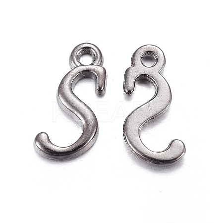 Gunmetal Plated Alloy Letter Pendants LS-PALLOY-J718-01B-S-1