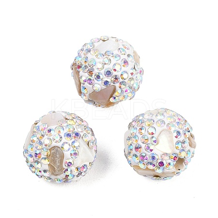 Handmade Polymer Clay Rhinestone Beads CLAY-H009-03C-1