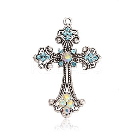 Latin Cross Fleuree Alloy Rhinestone Big Pendants TIBE-M001-167C-1