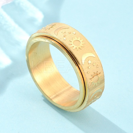 Star & Moon & Sun 304 Stainless Steel Rotatable Finger Ring LS-PW-WG61315-09-1