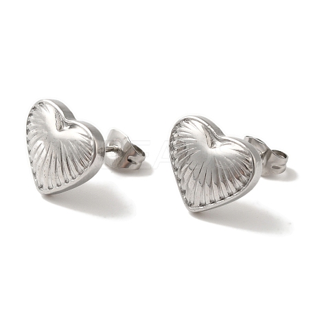 Non-Tarnish 304 Stainless Steel Heart Stud Earrings for Women EJEW-Z066-11P-1