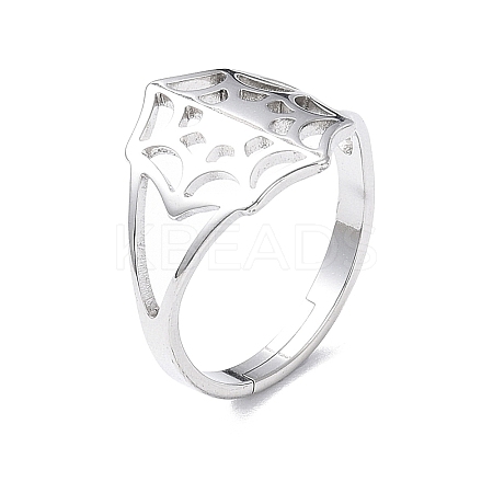 Non-Tarnish 304 Stainless Steel Spider Web Adjustable Rings for Women LS-RJEW-I097-07P-1
