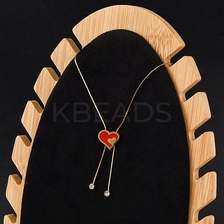 PVD Vacuum Plating 304 Stainless Steel Enamel Heart Pendant Necklaces NJEW-C063-04G-01-1