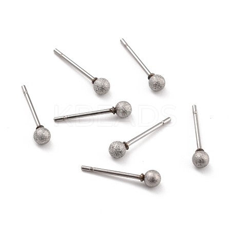 Tarnish Resistant 201 Stainless Steel Textured Ball Stud Earrings STAS-Z039-01F-P-1