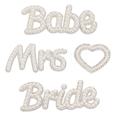 4Pcs 4 Styles Word Non-Woven Fabrics Computerized Embroidery Iron on/Sew on Patches DIY-FG0005-41-1
