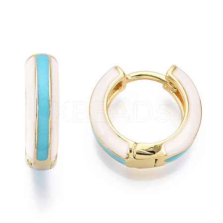 Brass Huggie Hoop Earrings LS-EJEW-S209-07C-1