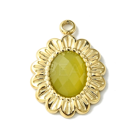 Ion Plating(IP) Real 14K Gold Plated 304 Stainless Steel with Glass Pendant FIND-Z028-30H-1