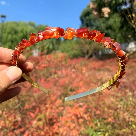 Natural Carnelian Hair Bands PW-WGC1C33-48-1