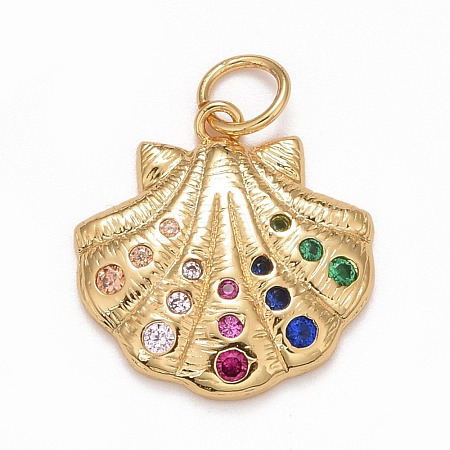 Rack Plating Brass Micro Pave Colorful Cubic Zirconia Pendants KK-M229-13G-1