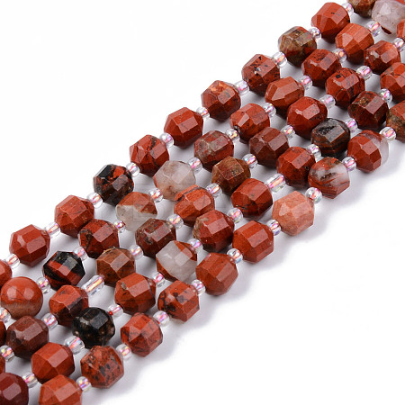 Natural Red Jasper Beads Strands G-R482-24-8mm-1