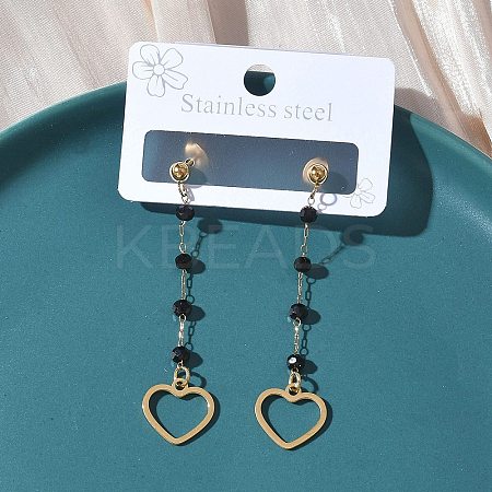 304 Stainless Steel Glass Tassel Stud Earrings EJEW-G453-05G-02-1