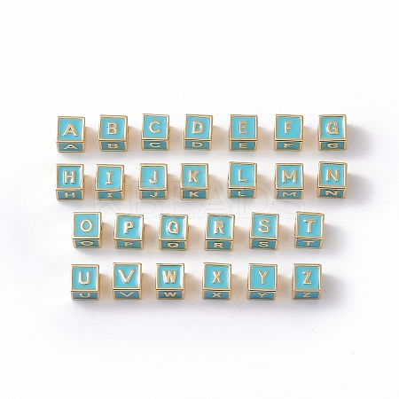 Rack Plating Brass Enamel Beads KK-B060-04G-06-1