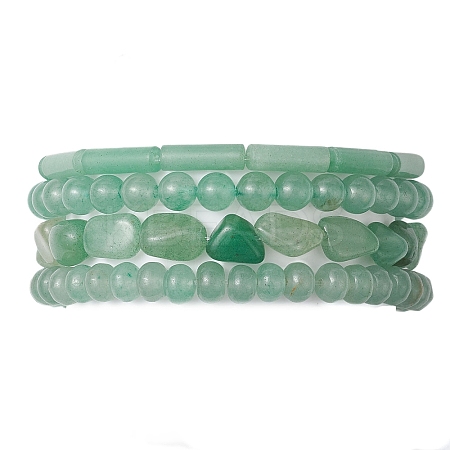 Natural Green Aventurine Beaded Stretch Bracelet Sets BJEW-JB10782-1