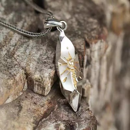 Alloy Sun Totern Pendant Box Chain Necklaces NJEW-Z101-02P-1