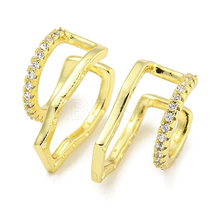 Brass Micro Pave Cubic Zirconia Cuff Earrings EJEW-C104-020G-1