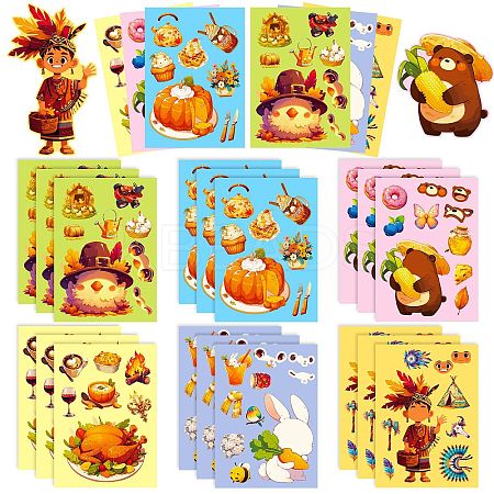 6Pcs Thanksgiving Day Paper Self-Adhesive Picture Stickers LS-STIC-C010-32-1