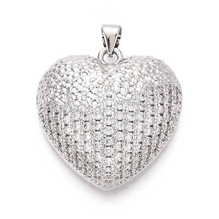 Brass Micro Pave Clear Cubic Zirconia Pendants KK-N268-52P-1