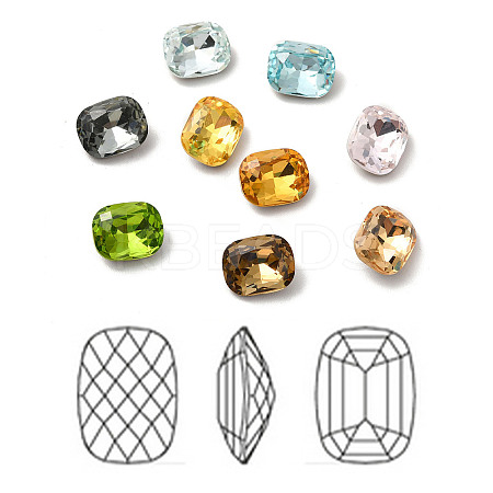 Faceted K9 Glass Rhinestone Cabochons GGLA-R042-01B-1