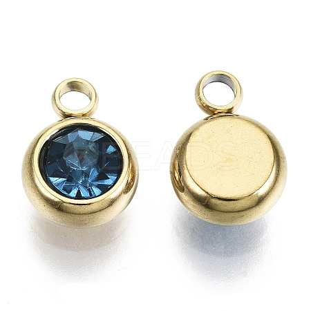 PVD Vacuum Plating 201 Stainless Steel Rhinestone Charms LS-X-STAS-S068-09G-1