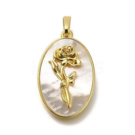 Brass Pave Shell Birth Flower Pendants FIND-I040-04A-1