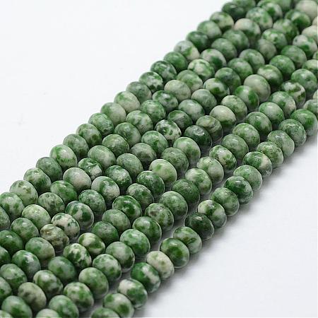 Natural Green Spot Jasper Beads Strands G-G665-13-6x4mm-1