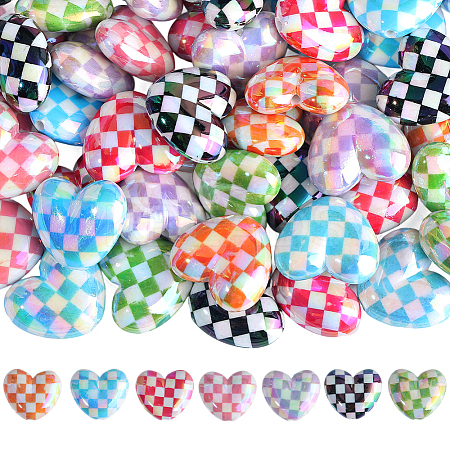 50Pcs UV Plating Opaque Acrylic Beads MACR-PA0001-21-1