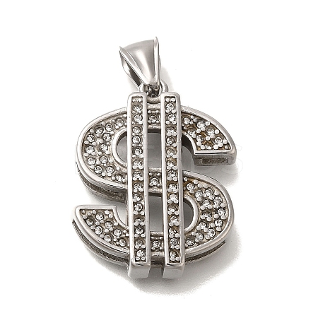 304 Stainless Steel Rhinestone Pendants STAS-C105-08P-1