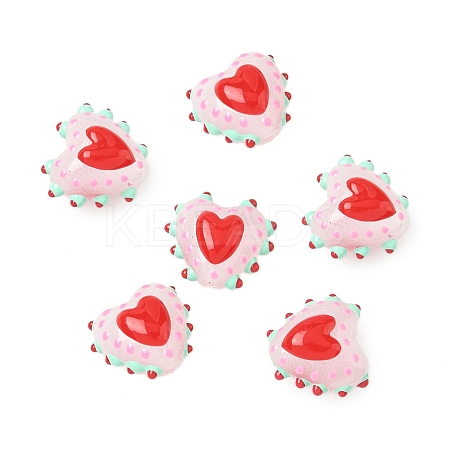 Baking Paint Glass Bumpy Beads Heart LAMP-V001-09I-1