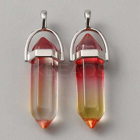 Glass Double Terminal Pointed Pendants G-WH0016-41C-1