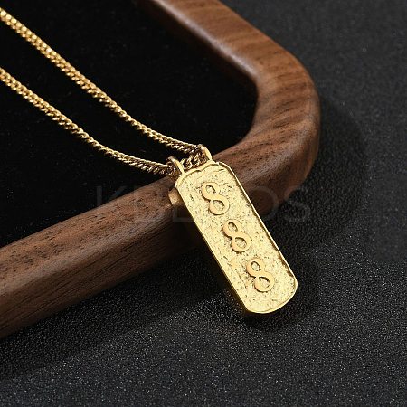 304 Stainless Steel Rectangle Number Pendant Necklaces NJEW-D300-01G-08-1
