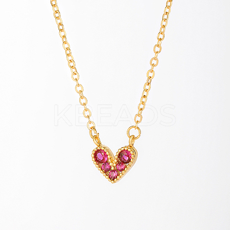 Golden Brass Heart Pendant Necklace for Women LS-WZ0134-3-1-1