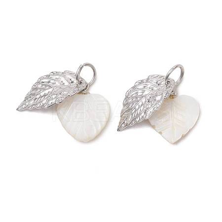 Natural Shell & Stainless Steel Pendants PALLOY-JF05888-1