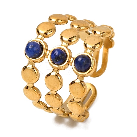 Natural Lapis Lazuli Finger Rings RJEW-Q822-44G-01-1
