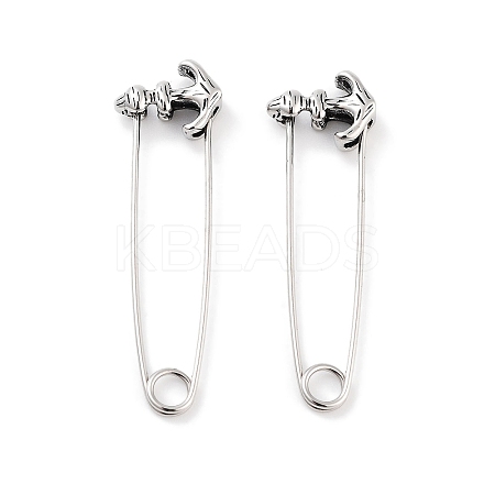 Anchor 316 Surgical Stainless Steel Safety Pin Hoop Earrings for Women EJEW-Z050-28AS-1