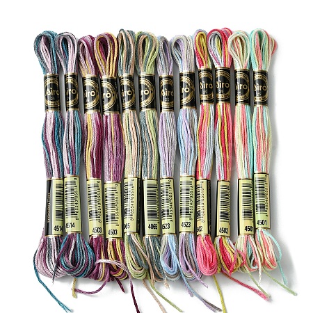 12 Skeins 6 Colors 6-Ply Polyester Embroidery Floss OCOR-FS0001-01B-03-1