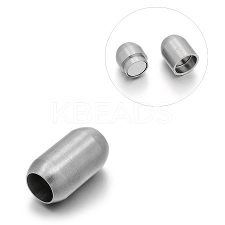 Tarnish Resistant Matte 304 Stainless Steel Barrel Magnetic Clasps with Glue-in Ends LS-STAS-E089-06D-1