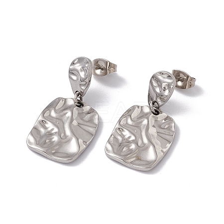 Non-Tarnish 304 Stainless Steel Twist Rectangle Dangle Stud Earrings for Women LS-EJEW-E199-16P-1