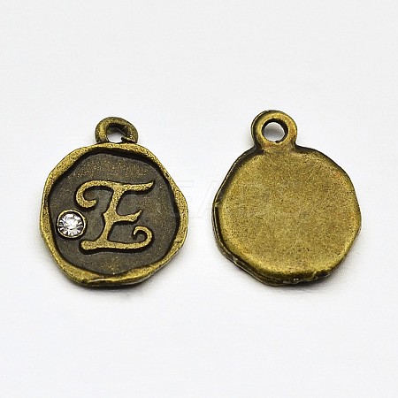 Antique Bronze Plated Alloy Rhinestone Charms ALRI-J152-E-NF-1