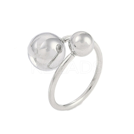 Non-Tarnish 304 Stainless Steel Round Open Cuff Ring for Women RJEW-C097-07P-1